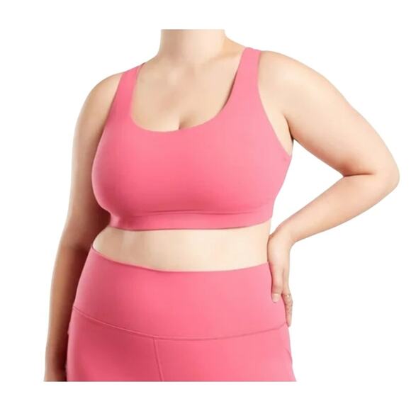 Athleta Women's Exhale Sports Bra D-DD+ Salvia Pink Size 3X Wireless Strappy - Picture 1 of 7
